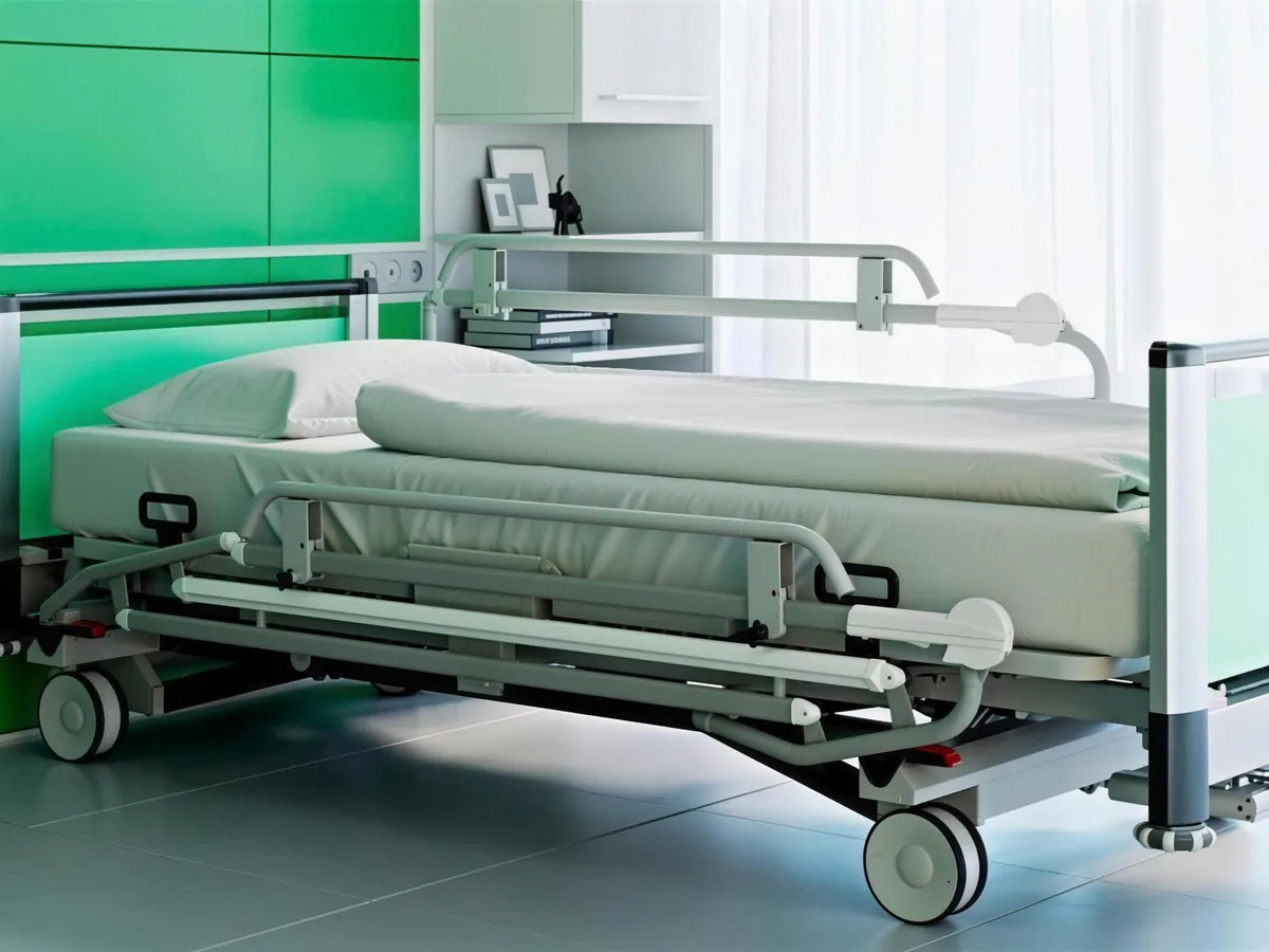 Elektrisches Pflegebett in einem Patientenzimmer